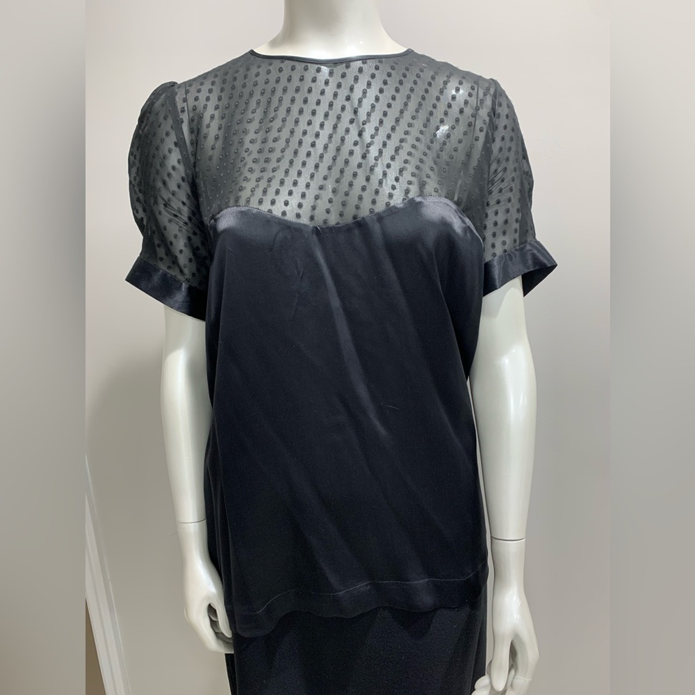 French Connection Silk Blouse. Very sexy see through top with polka dots